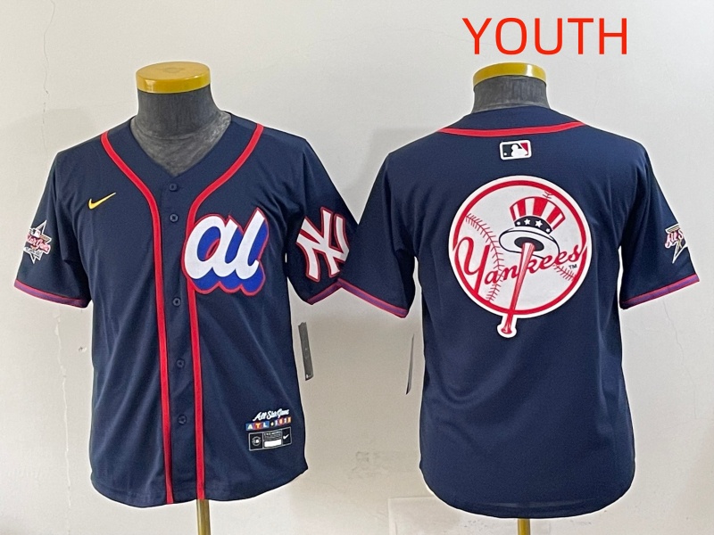 Youth 2025 New York Yankees Blank Drak Blue All star Blank Blue Nike MLB Jersey style 9